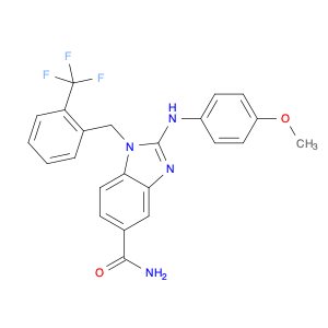 2-((4-Methoxyphenyl)amino)-1-(2-(trifluoromethyl)benzyl)-1H-benzo[d]imidazole-5-carboxamide