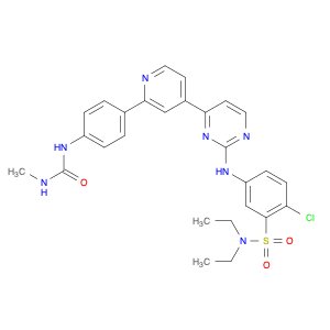 2-Chloro-N,N-diethyl-5-((4-(2-(4-(3-methylureido)phenyl)pyridin-4-yl)pyrimidin-2-yl)amino)benzenes…