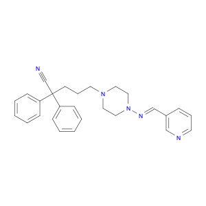 (E)-2,2-Diphenyl-5-(4-((pyridin-3-ylmethylene)amino)piperazin-1-yl)pentanenitrile