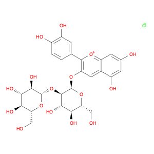 1-Benzopyrylium, 2-(3,4-dihydroxyphenyl)-3-[(2-O-β-D-glucopyranosyl-α-D-glucopyranosyl)oxy]-5,7-di…