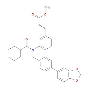 (E)-Methyl 3-(3-(N-(4-(benzo[d][1,3]dioxol-5-yl)benzyl)cyclohexanecarboxamido)phenyl)acrylate