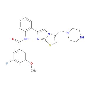 3-Fluoro-5-methoxy-N-(2-(3-(piperazin-1-ylmethyl)imidazo[2,1-b]thiazol-6-yl)phenyl)benzamide