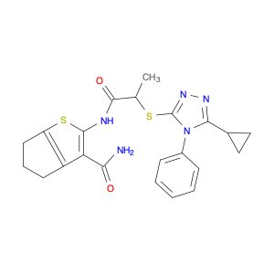 2-(2-((5-Cyclopropyl-4-phenyl-4H-1,2,4-triazol-3-yl)thio)propanamido)-5,6-dihydro-4H-cyclopenta[b]…