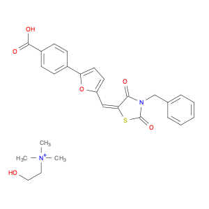 (Z)-4-[5-(3-苄基-2,4-二氧代噻唑烷-5-亚甲基)-呋喃-2-基]-苯甲酸 (2-羟基-乙基)-三甲基铵盐