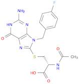 (2R)-2-acetamido-3-[[2-amino-9-[(4-fluorophenyl)methyl]-6-oxo-1H-purin-8-yl]sulfanyl]propanoic acid