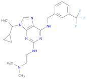 9-(1-Cyclopropylethyl)-N2-(2-(dimethylamino)ethyl)-N6-(3-(trifluoromethyl)benzyl)-9H-purine-2,6-di…