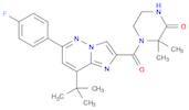 4-(8-(tert-Butyl)-6-(4-fluorophenyl)imidazo[1,2-b]pyridazine-2-carbonyl)-3,3-dimethylpiperazin-2-o…