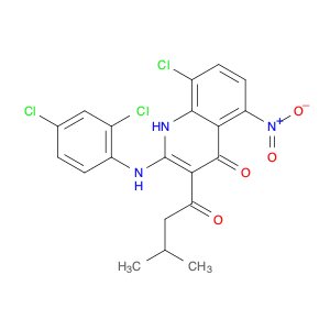 8-Chloro-2-[(2,4-dichlorophenyl)amino]-3-(3-methyl-1-oxobutyl)-5-nitro-4(1H)-quinolinone