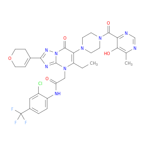 N-(2-Chloro-4-(trifluoromethyl)phenyl)-2-(2-(3,6-dihydro-2H-pyran-4-yl)-5-ethyl-6-(4-(5-hydroxy-...