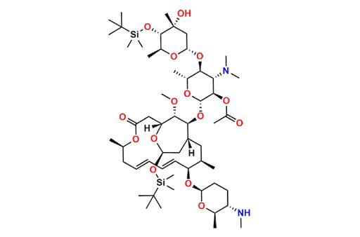 2’-O-Acetyl-4’’-O-tert-butyldimethylsilyl-4’’’-de-N-methylspiramycin I 3,18-(O-tert-Butyldimethyls…
