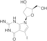 2-Amino-7-((2R,4S,5R)-4-hydroxy-5-(hydroxymethyl)tetrahydrofuran-2-yl)-5-iodo-1H-pyrrolo[2,3-d]pyr…