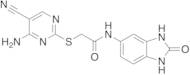 2-​[(4-​amino-​5-​cyano-​2-​pyrimidinyl)​thio]​-​N-​(2,​3-​dihydro-​2-​oxo-​1H-​benzimidazol-​5-​yl)​acetamide