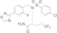 (R)-2-[[4-chlorophenyl)sulfonyl][[2-fluoro-4-(1,2,4-oxadiazol-3-yl)phenyl]methyl]amino]-5,5,5-trifluoropentanamide