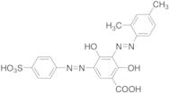 3-((E)-(2,4-Dimethylphenyl)diazenyl)-2,4-dihydroxy-5-((4-sulfophenyl)diazenyl)benzoic Acid