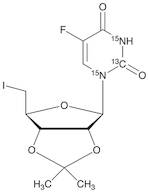 5’-Deoxy-5’-iodo-2’,3’-O-isopropylidene-5-fluorouridine-13C,15N2 >95%