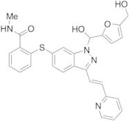 N-methyl-2-[[3-[(1E)-2-(pyridinyl) ethenyl]-[N-[(5hydroxy methyl furanyl)-hydroxymethyl]-1H-indazol-6-yl-thiol]]-benzamide